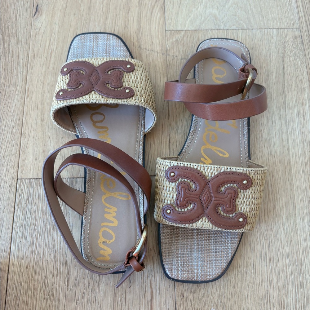 Sam Edelman Brown and Tan Sandals with Woven Detail 9.5/10
